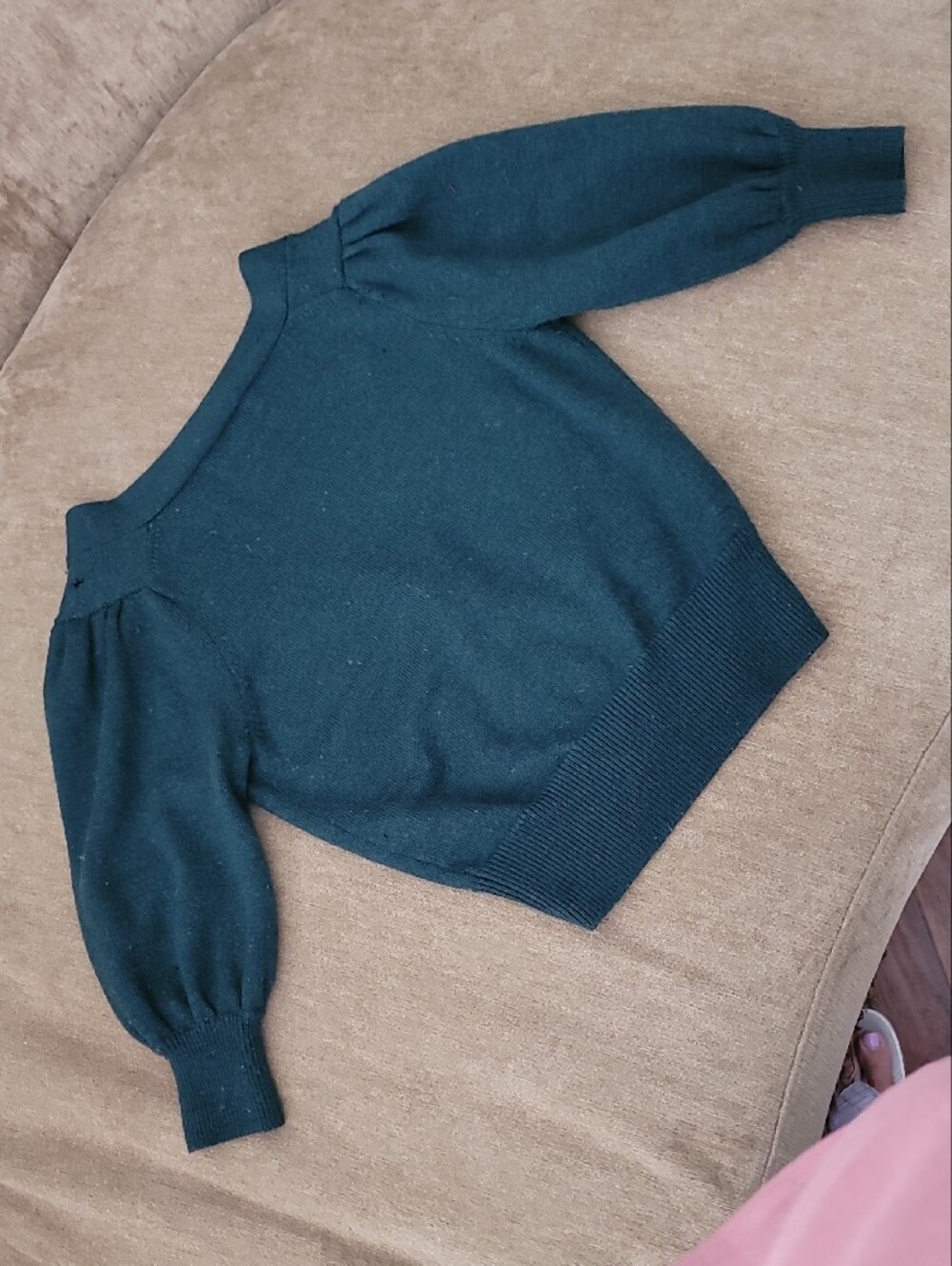 100% Italian Merino Wool Forest Green Button-Front Cardigan - Club Monaco - Picture 6 of 16